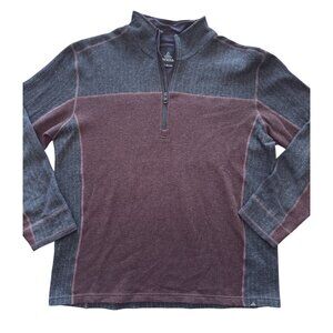 Prana Mens XX-Large Quarter-Zip Pullover Knit Colorblock Burgundy Gray